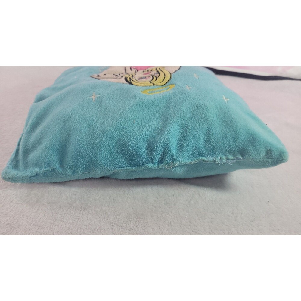 Y2K Blue Angel Plush Pillow 15x15 Embroidered Blonde Aesthetic Fleece Star Decor - Picture 9 of 12